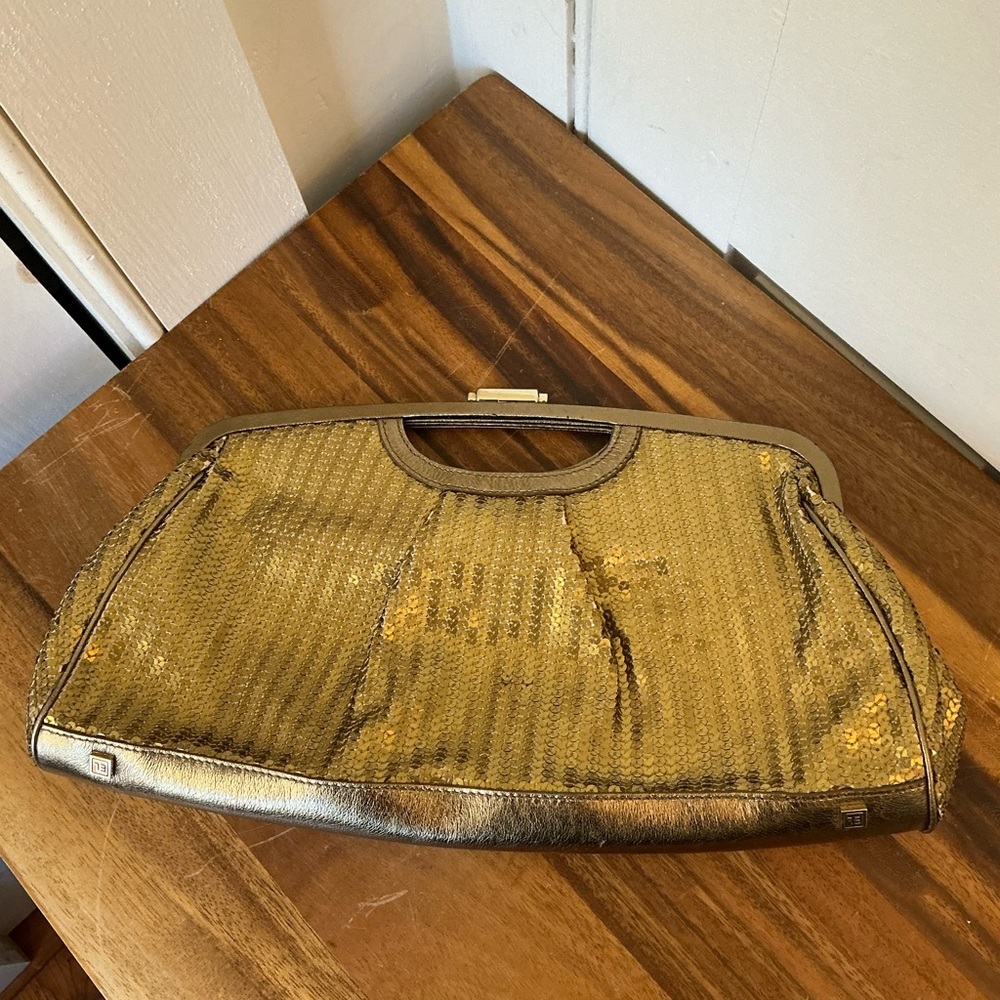 Gold / Bronze Sequin Evening Clutch Wristlet